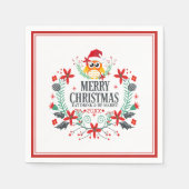 メリークリスマスかわいいフクロウリース スタンダードカクテルナプキン (正面)