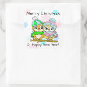 メリークリスマスかわいいフクロカップルのクリスマス スクエアシール (バッグ)