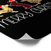 メリークリスマスかわいいプレイドヒョウ犬X-mas ポスター (角)