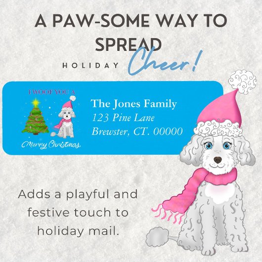 メリークリスマスかわいいプードルホリデー ラベル