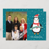 メリークリスマスかわいいペンキンパーソナライズされた写真 シーズンカード (正面/裏面)