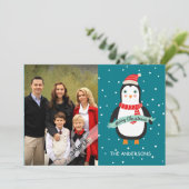 メリークリスマスかわいいペンキンパーソナライズされた写真 シーズンカード (スタンド正面)