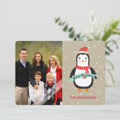 メリークリスマスかわいいペンキンパーソナライズされた写真 シーズンカード (スタンド正面)