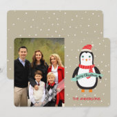 メリークリスマスかわいいペンキンパーソナライズされた写真 シーズンカード (正面/裏面)