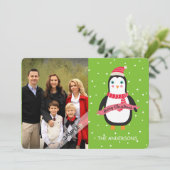 メリークリスマスかわいいペンキンパーソナライズされた写真 シーズンカード (スタンド正面)