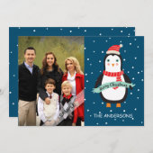 メリークリスマスかわいいペンキンパーソナライズされた写真 シーズンカード (正面/裏面)