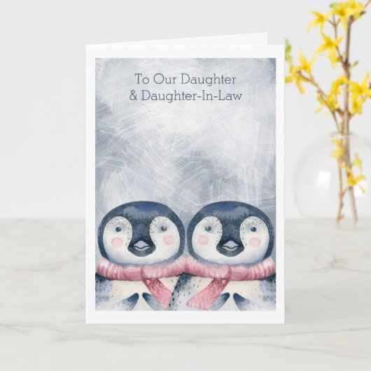 メリークリスマスかわいいペンギンパーソナライズされた カード (黄色い花)