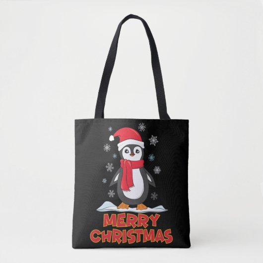 メリークリスマスかわいいペンギン トートバッグ (正面)