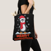 メリークリスマスかわいいペンギン トートバッグ (クローズアップ)