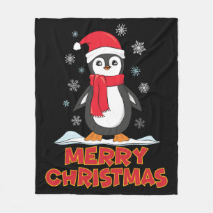 メリークリスマスかわいいペンギン フリースブランケット