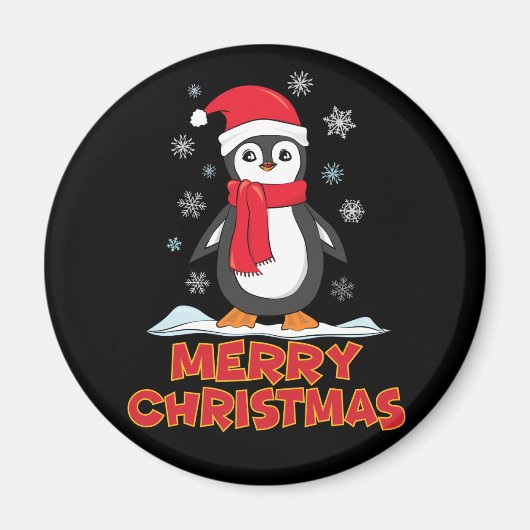 メリークリスマスかわいいペンギン マグネット (正面)