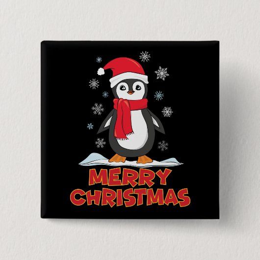 メリークリスマスかわいいペンギン 缶バッジ (正面)