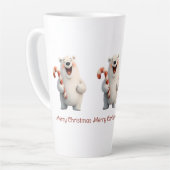 メリークリスマスかわいいホッキョクグマデザイン カフェラテマグ (左アングル)