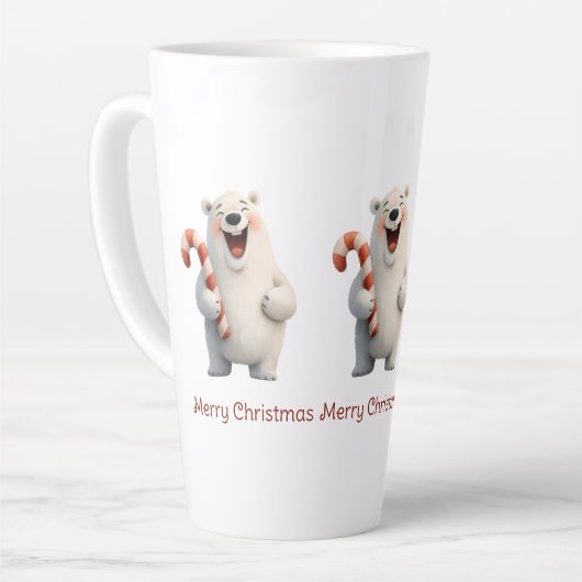 メリークリスマスかわいいホッキョクグマデザイン カフェラテマグ (左アングル)