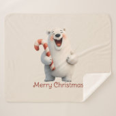 メリークリスマスかわいいホッキョクグマデザイン シェルパブランケット (正面(横))