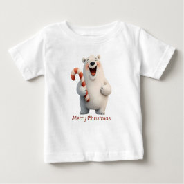 メリークリスマスかわいいホッキョクグマデザイン ベビーTシャツ