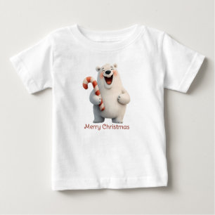 メリークリスマスかわいいホッキョクグマデザイン ベビーTシャツ