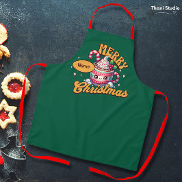 メリークリスマスかわいいホットチョコレートマグファミリー エプロン
