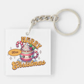 メリークリスマスかわいいホットチョコレートマグファミリー キーホルダー (裏面)