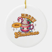 メリークリスマスかわいいホットチョコレートマグファミリー セラミックオーナメント (裏面)