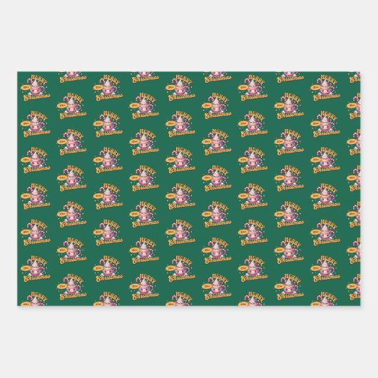 メリークリスマスかわいいホットチョコレートマグファミリー ラッピングペーパーシート (正面3)