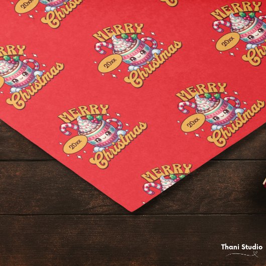 メリークリスマスかわいいホットチョコレートマグファミリー 薄葉紙