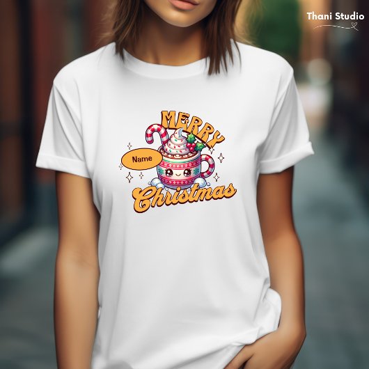 メリークリスマスかわいいホットチョコレートマグファミリー Tシャツ