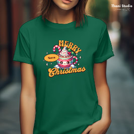 メリークリスマスかわいいホットチョコレートマグファミリー Tシャツ