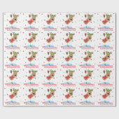 メリークリスマスかわいいホリデートナカイパーソナライズされた ラッピングペーパー (フラット)