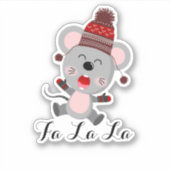 メリークリスマスかわいいマウスID854ステッカー シール (正面)