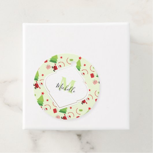 メリークリスマスかわいいモノグラム フェイバータグ (インサイチュ)