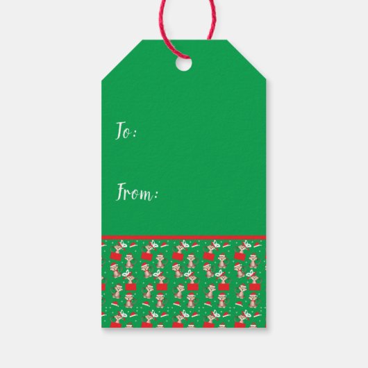 メリークリスマスかわいいモンキーサンタハットパターン ギフトタグ (裏面)