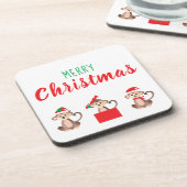 メリークリスマスかわいいモンキージャングル コースター (左側)