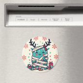 メリークリスマスかわいいモンスターギフト包まれた マグネット (インサイチュ (食洗機))