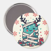 メリークリスマスかわいいモンスターギフト包まれた マグネット (正面/裏面)