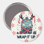 メリークリスマスかわいいモンスターギフト包まれた マグネット (正面/裏面)
