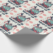 メリークリスマスかわいいモンスターギフト包まれた ラッピングペーパー (角)