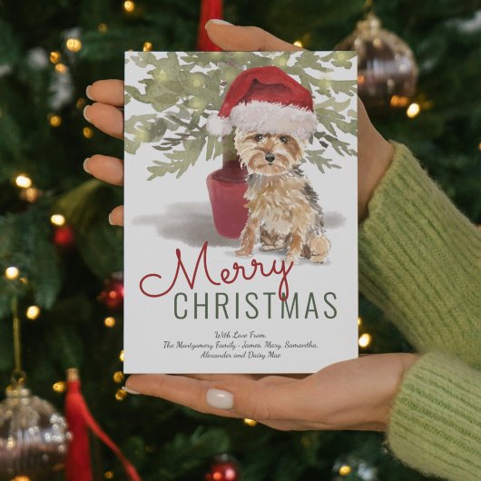 メリークリスマスかわいいヨークシャーテリアウォーター色 シーズンカード
