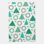 メリークリスマスかわいいリース&木 キッチンタオル (縦)