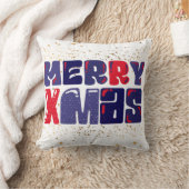 メリークリスマスかわいいレッドブルー金ゴールド クッション (ブランケット)