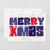 メリークリスマスかわいいレッドブルー金ゴールド シーズンカード (正面/裏面)