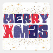メリークリスマスかわいいレッドブルー金ゴールド スクエアシール (正面)