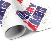 メリークリスマスかわいいレッドブルー金ゴールド ラッピングペーパー (ロールコーナー)