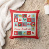 メリークリスマスかわいいレトロ冬クリスマスアイコン クッション (ブランケット)