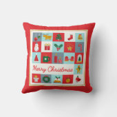メリークリスマスかわいいレトロ冬クリスマスアイコン クッション (裏面)