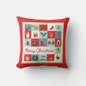 メリークリスマスかわいいレトロ冬クリスマスアイコン クッション (正面)