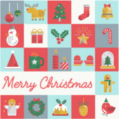 メリークリスマスかわいいレトロ冬クリスマスアイコン シール (正面)