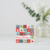 メリークリスマスかわいいレトロ冬クリスマスアイコン スクエア名刺 (スタンド正面)