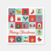 メリークリスマスかわいいレトロ冬クリスマスアイコン スタンダードカクテルナプキン (正面)