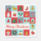 メリークリスマスかわいいレトロ冬クリスマスアイコン スタンダードランチョンナプキン (正面)